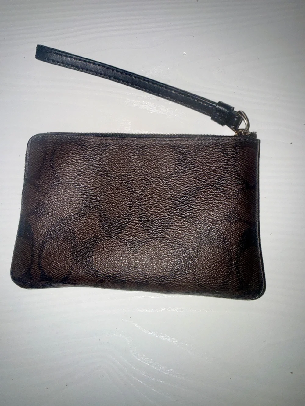 Coach Brown & Black Signature Leather Wristlet Pouch HARD PRICE SET.